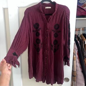 Wayward Fancies Eshakti Embroidered Oversize Rayon Tunic Top